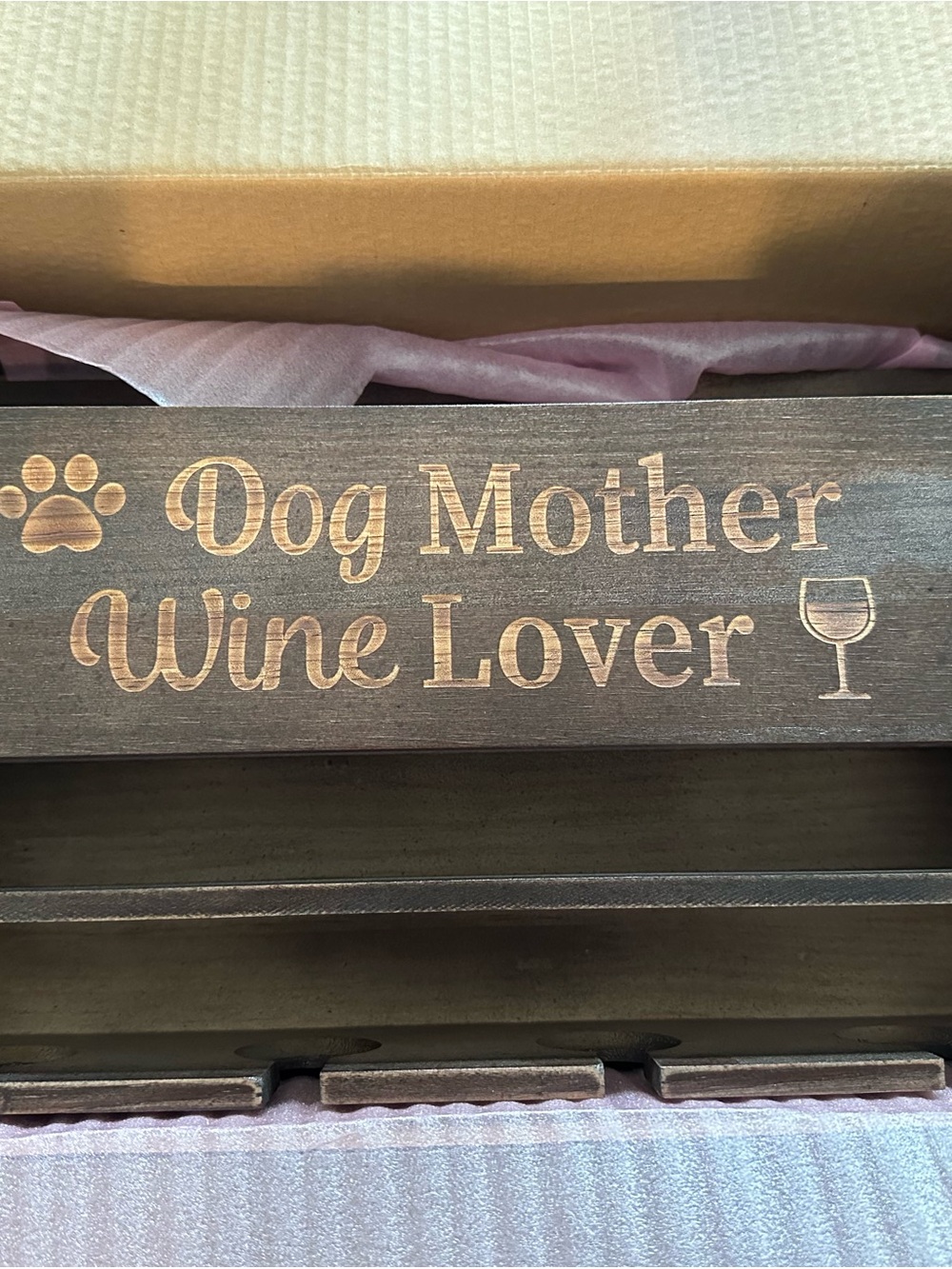 Dog Mother Wine Lover Wood Wall Shelf - Brown